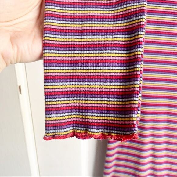 Juicy by Juicy Couture Knit Rainbow Striped Ribbed Midi Dress Side Slit Bodycon - Picture 9 of 15